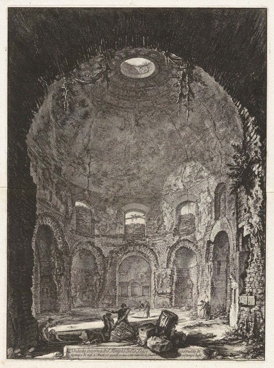 Vista interior do Templo da Tosse de Giovanni Battista Piranesi