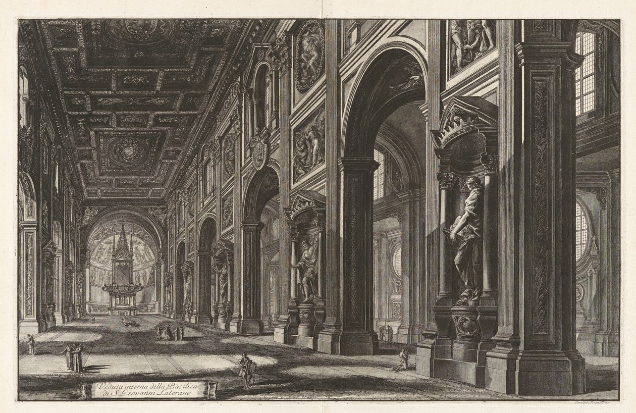Vista interior da Basílica de São João de Latrão, de «Vedute di Roma» de Giovanni Battista Piranesi