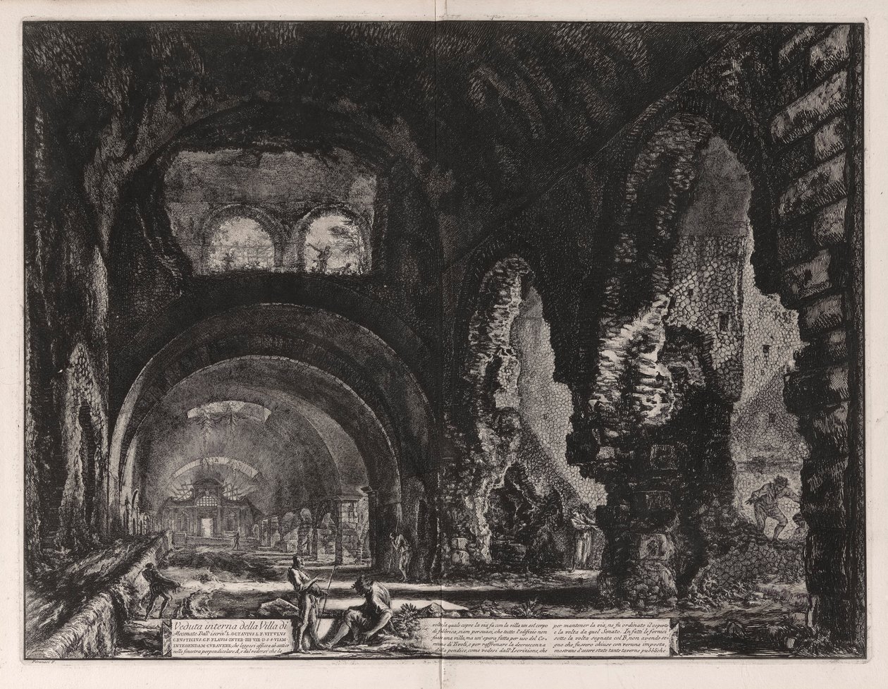 Vista interior da Vila de Maecenas de Giovanni Battista Piranesi