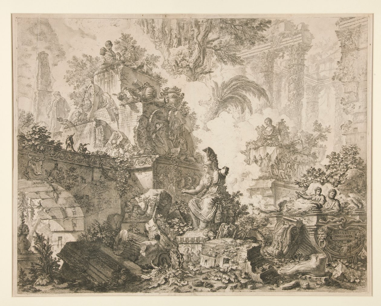 Vedute di Roma: Frontispício com estátua de Minerva de Giovanni Battista Piranesi