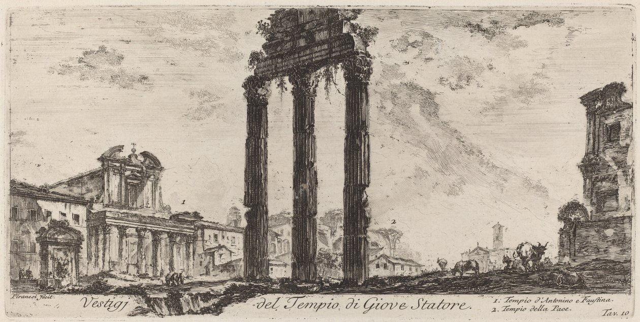 Vestígios do templo de Júpiter Estator de Giovanni Battista Piranesi