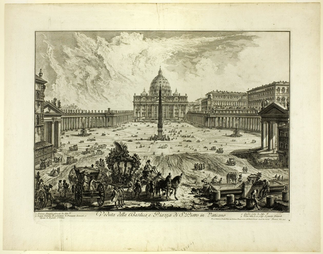 Vista da Basílica de São Pedro e da Praça no Vaticano, a partir de Views of Rome de Giovanni Battista Piranesi