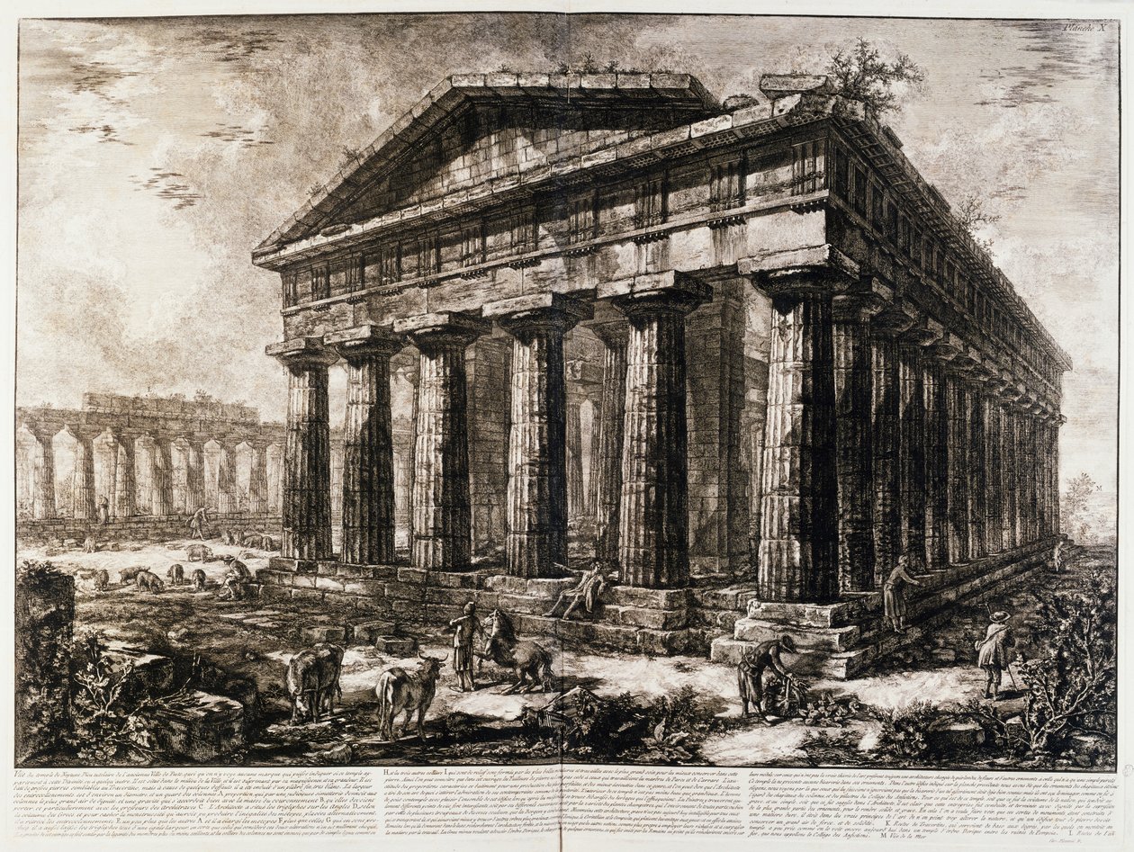 Vista do Templo de Neptuno em Paestum de Giovanni Battista Piranesi