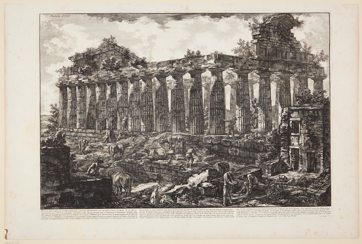 Vista de outro templo na cidade de Paestum, que se crê comummente ter sido dedicado a Juno [...] de Giovanni Battista Piranesi