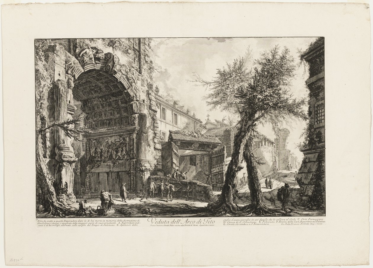 Vista do Arco de Tito, de Vedute di Roma (Vistas de Roma) de Giovanni Battista Piranesi