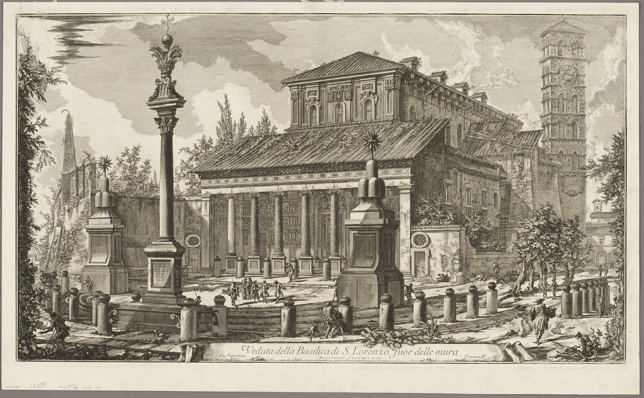 Vista da Basílica de S. Lorenzo fuori delle Mura [S. Lorenzo Fora dos Muros], de Vistas de Roma de Giovanni Battista Piranesi