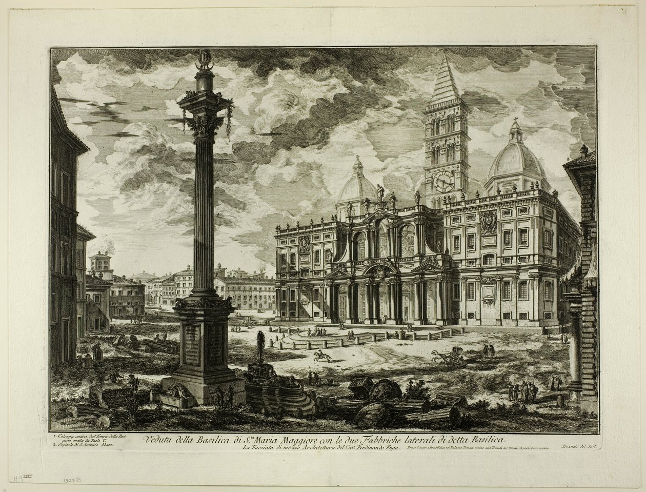 Vista da Basílica de S. Maria Maggiore com suas duas alas laterais, de Vistas de Roma de Giovanni Battista Piranesi