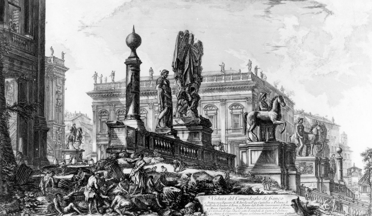 Vista do Capitólio, da série "Vistas de Roma", c.1760 (gravura) de Giovanni Battista Piranesi