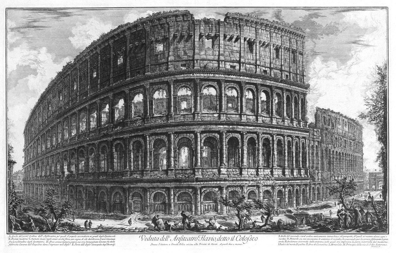 Vista do Coliseu em Roma por Piranesi de Giovanni Battista Piranesi