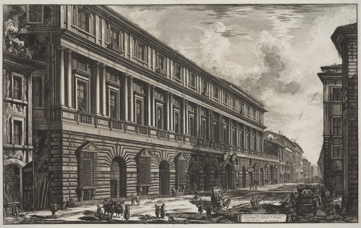 Vista do Palazzo Stopani projetada por Rafael de Urbino (1483-1520), c.1760-78 (gravura) de Giovanni Battista Piranesi