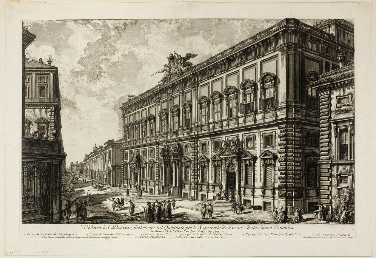 Vista do Palazzo della Consulta no Quirinal que abriga o Secretariado Papal, de Vistas de Roma de Giovanni Battista Piranesi