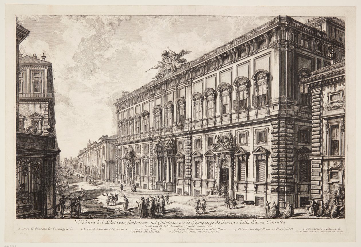 Vista do Palazzo della Consulta no Quirinal, sede do secretariado papal de Giovanni Battista Piranesi