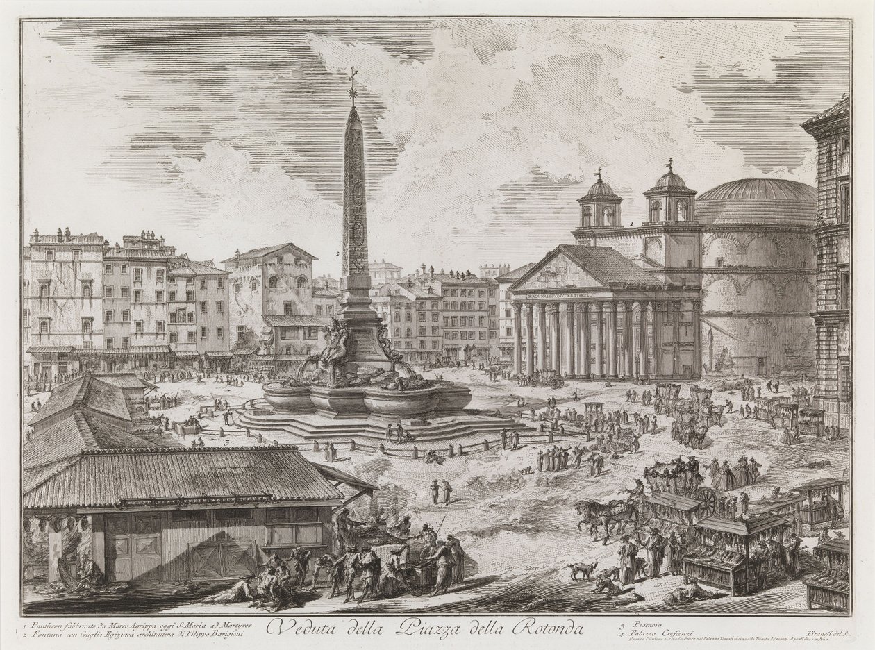 Vista da Piazza della Rotonda, da série Vedute di Roma de Giovanni Battista Piranesi