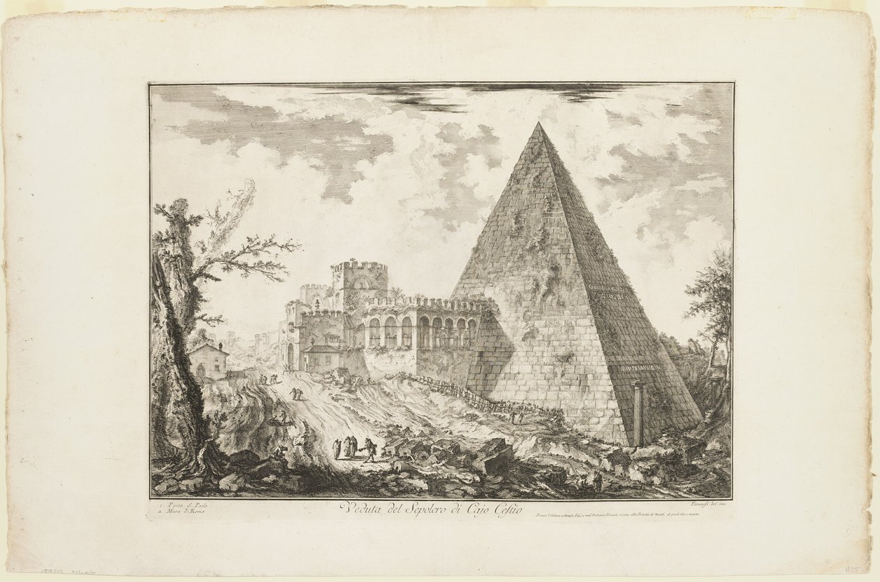 Vista do túmulo piramidal de Cestius, de Vistas de Roma de Giovanni Battista Piranesi