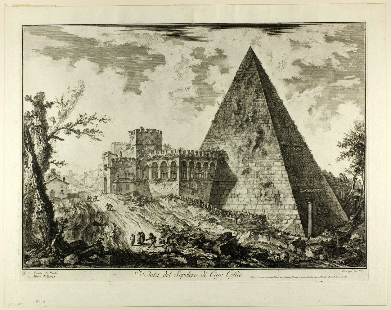 Vista do túmulo piramidal de Cestius, de Vistas de Roma de Giovanni Battista Piranesi