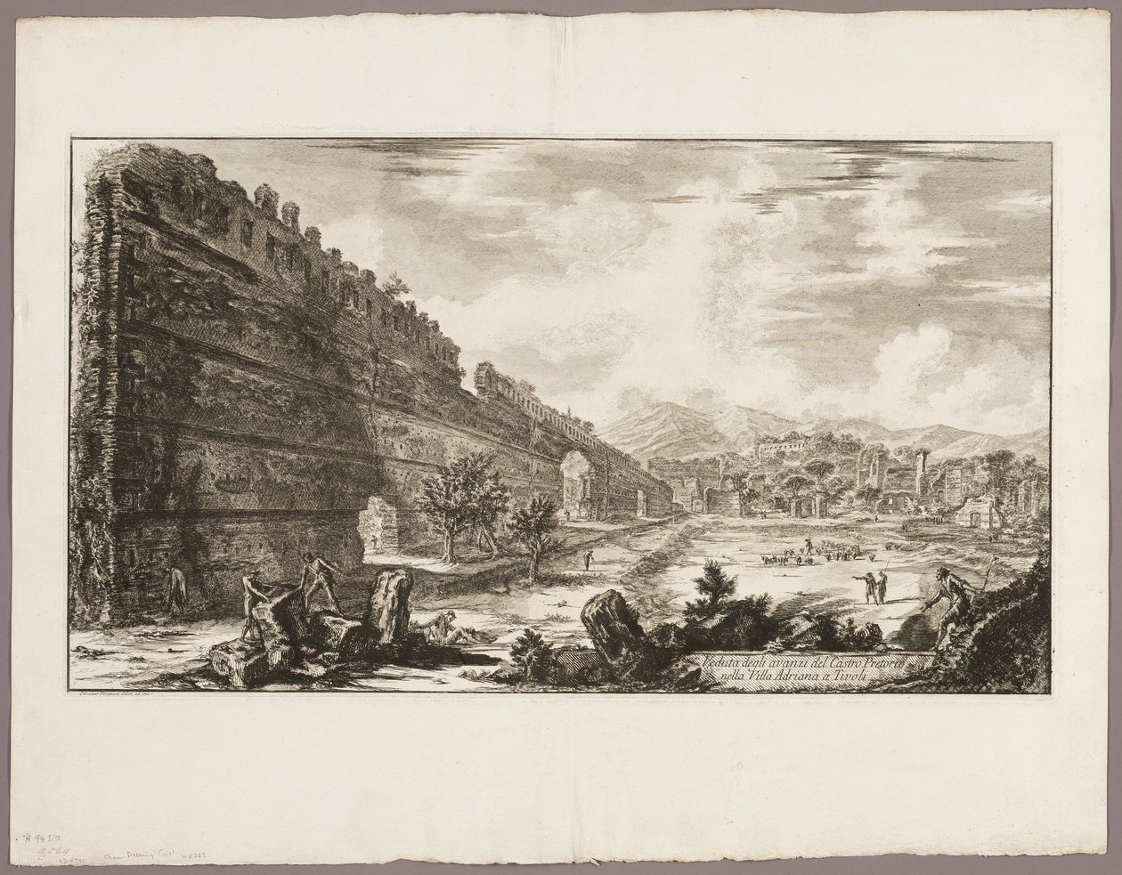 Vista dos restos do Forte Pretoriano [o Poecile], Vila de Adriano, Tivoli, a partir de Vistas de Roma de Giovanni Battista Piranesi