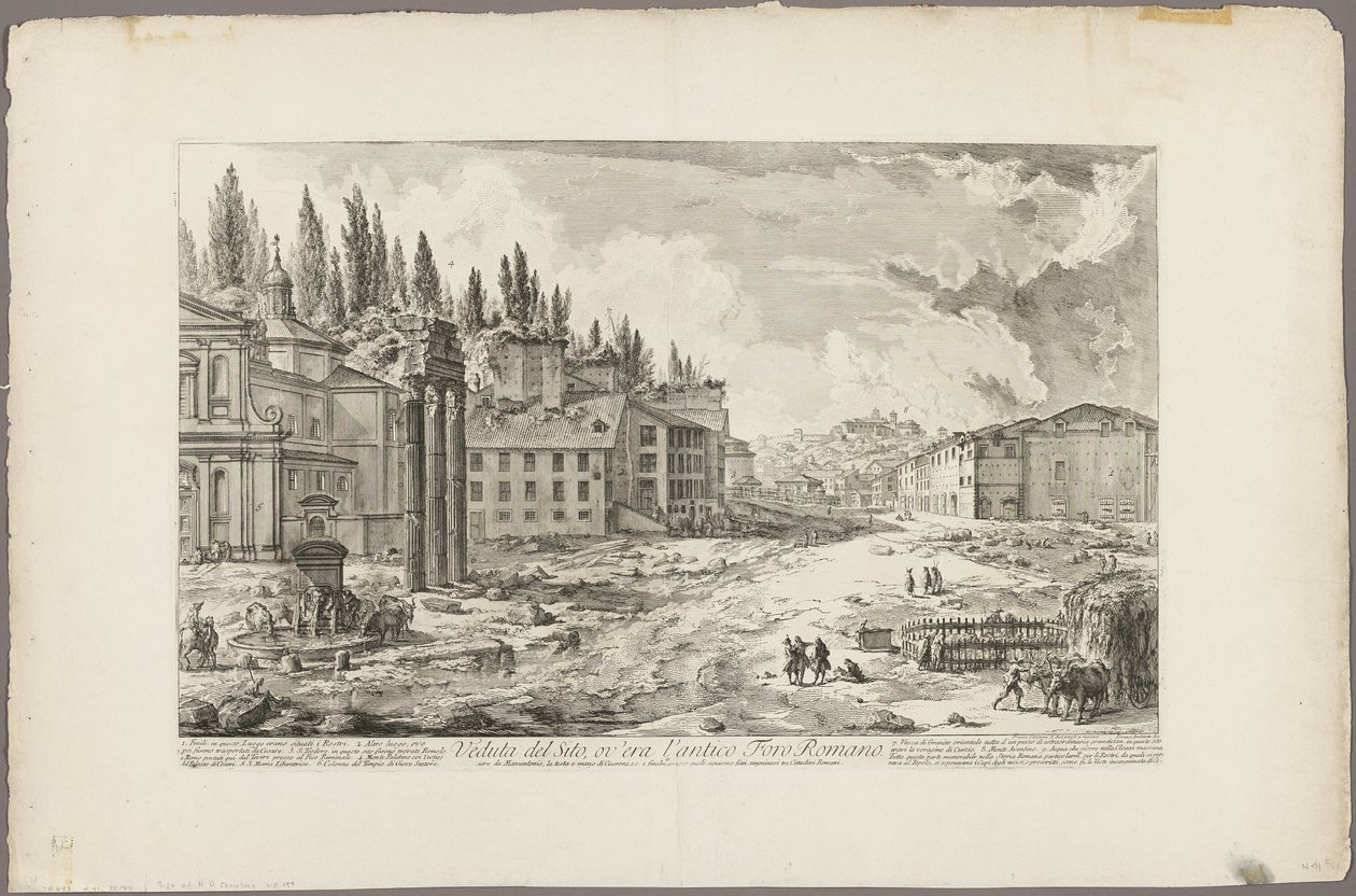 Vista do local do antigo Fórum Romano, de Vistas de Roma de Giovanni Battista Piranesi
