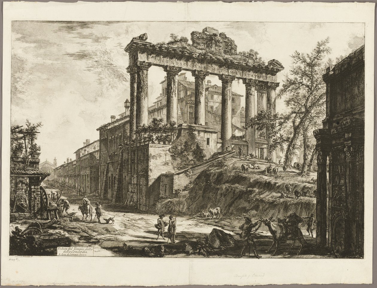 Vista do chamado Templo da Concórdia, de Vistas de Roma de Giovanni Battista Piranesi