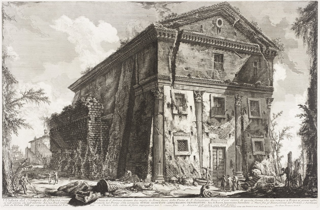 Vista do Templo de Baco, 1760-1778 de Giovanni Battista Piranesi