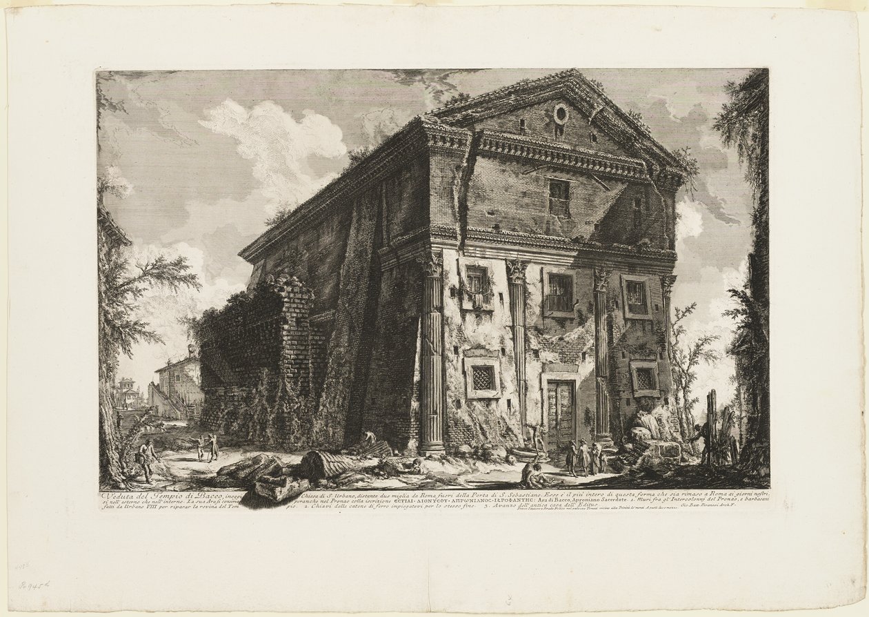 Vista do Templo de Baco, hoje igreja de S. Urbano, a duas milhas de Roma, além da Porta S. Sebastiano, de Vistas de Roma de Giovanni Battista Piranesi