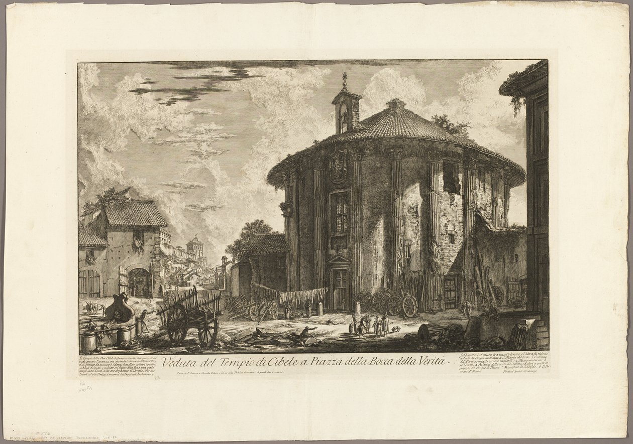 Vista do Templo de Cibele na Praça da Bocca della Verità, de Vistas de Roma de Giovanni Battista Piranesi