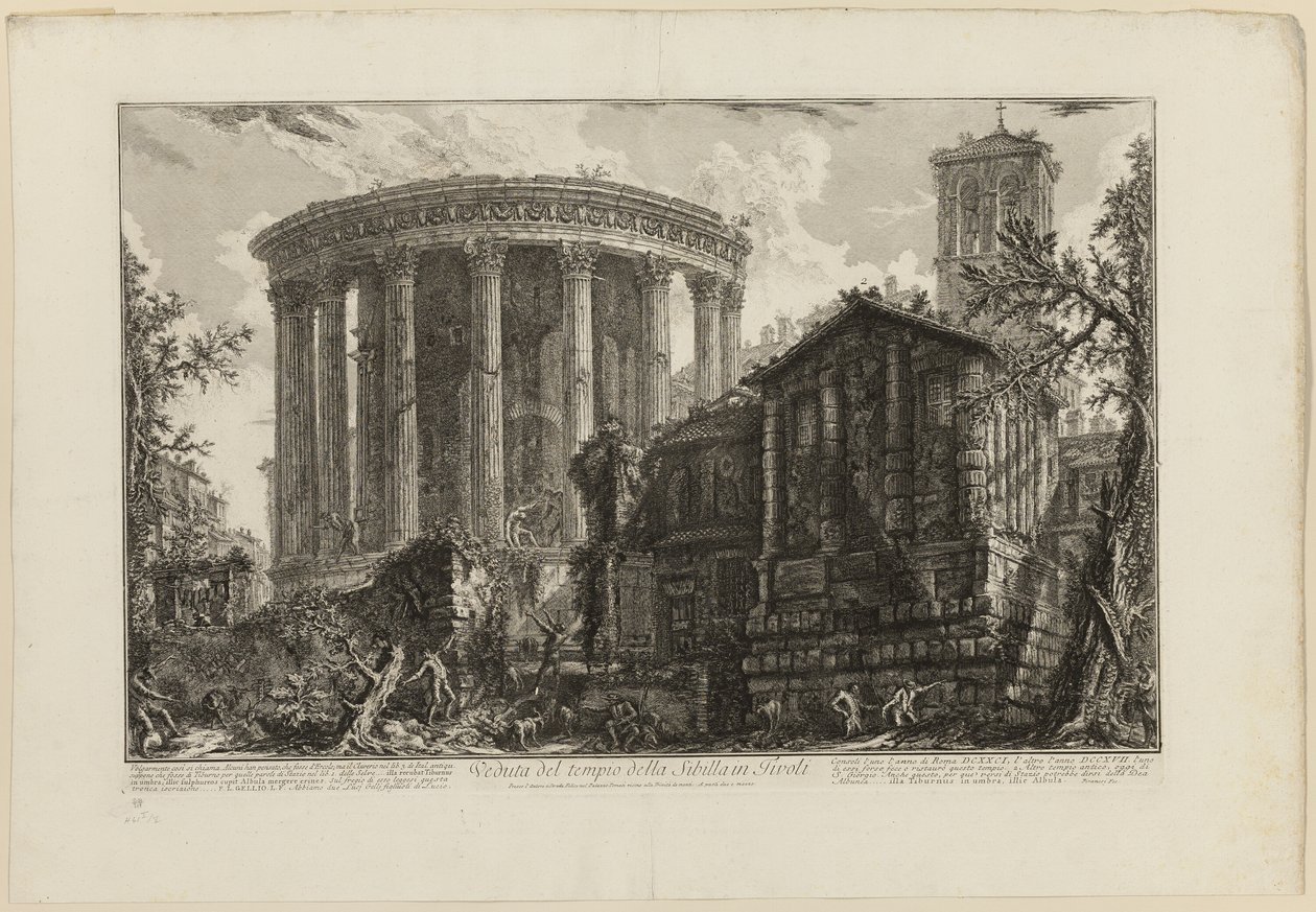 Vista do Templo da Sibila em Tivoli, de Vistas de Roma de Giovanni Battista Piranesi