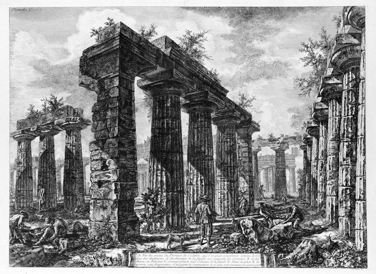 Vista dos Templos de Paestum (litho) de Giovanni Battista Piranesi