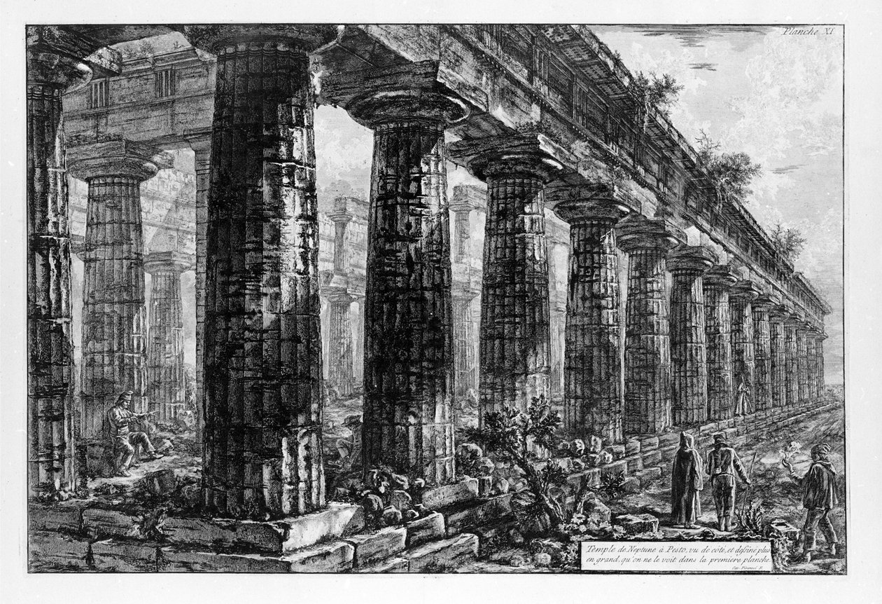 Vista dos Templos de Paestum (litho) de Giovanni Battista Piranesi