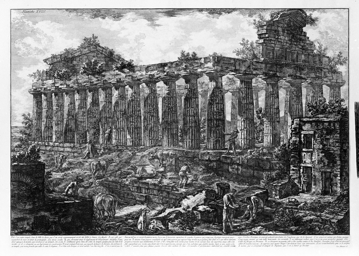 Vista dos Templos de Paestum (litho) de Giovanni Battista Piranesi