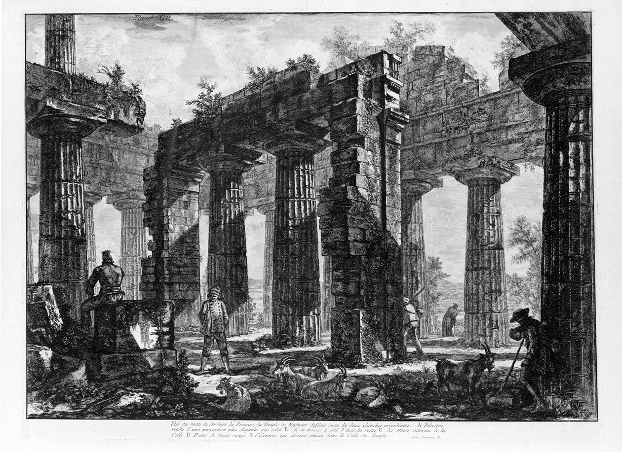 Vista dos Templos de Paestum (litho) de Giovanni Battista Piranesi