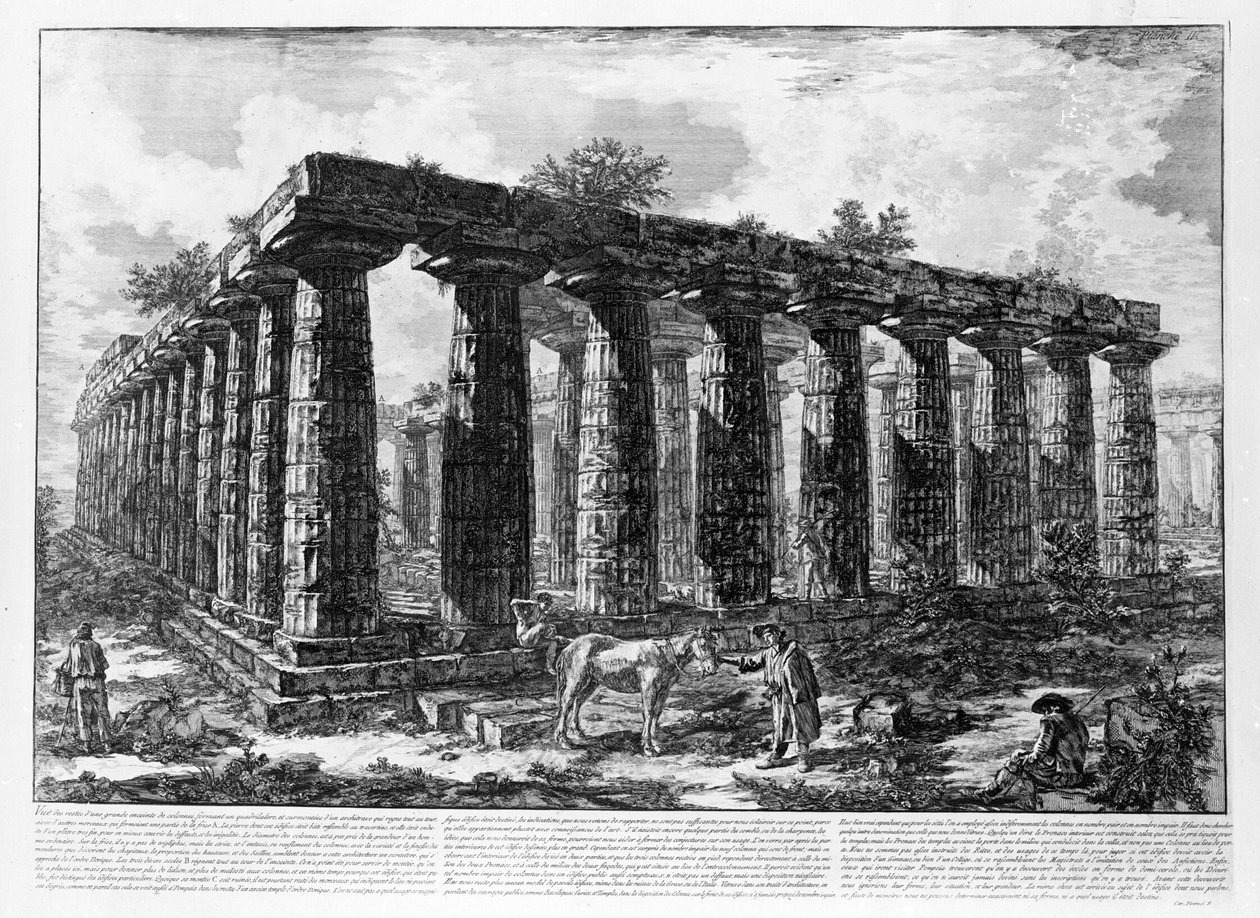 Vista dos Templos de Paestum (litho) de Giovanni Battista Piranesi
