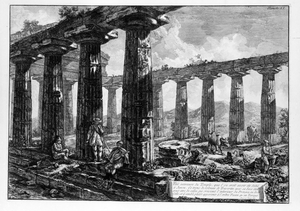 Vista dos Templos de Paestum (litho) de Giovanni Battista Piranesi