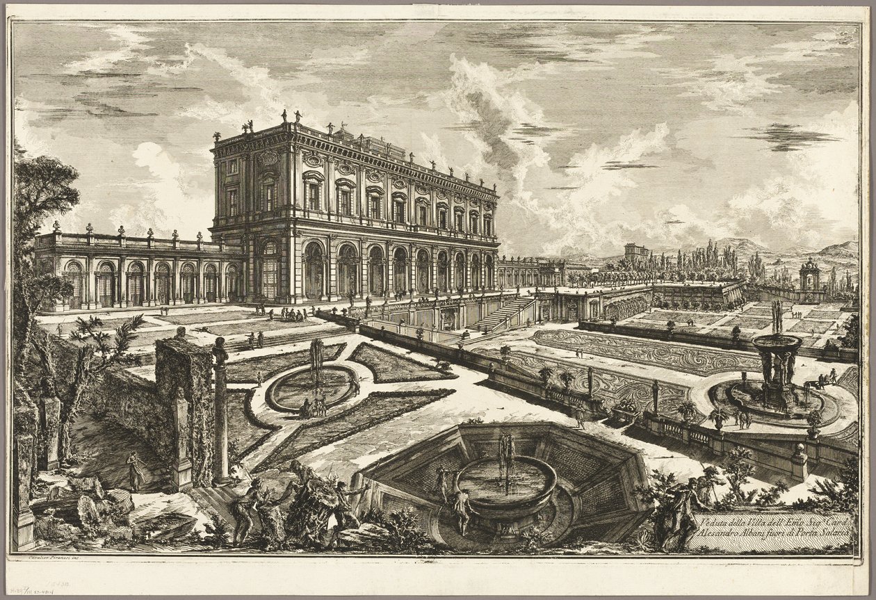 Vista da Villa de Sua Eminência Cardeal Alessandro Albani, fora da Porta Salaria, de Vistas de Roma de Giovanni Battista Piranesi