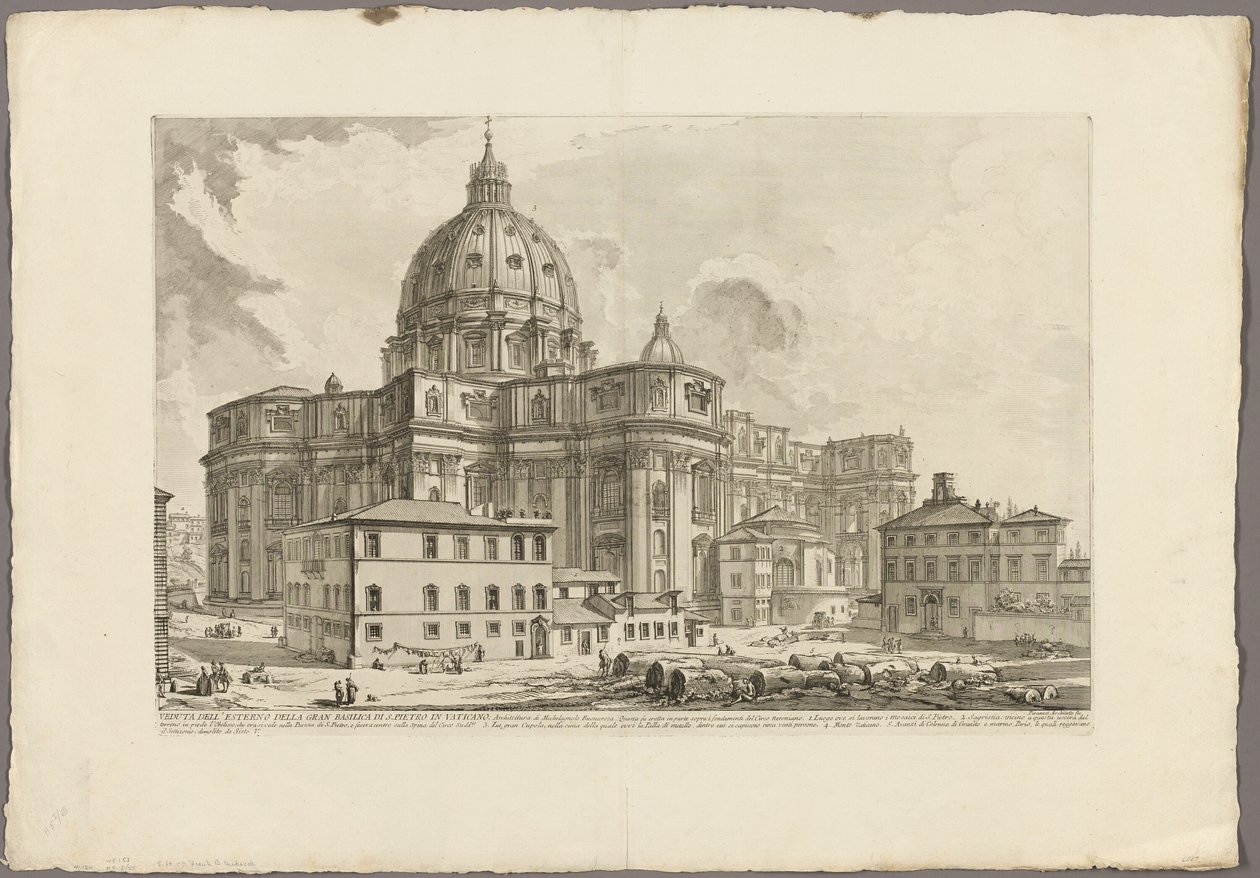 Vista do exterior da Basílica de São Pedro no Vaticano, a partir de Views of Rome de Giovanni Battista Piranesi