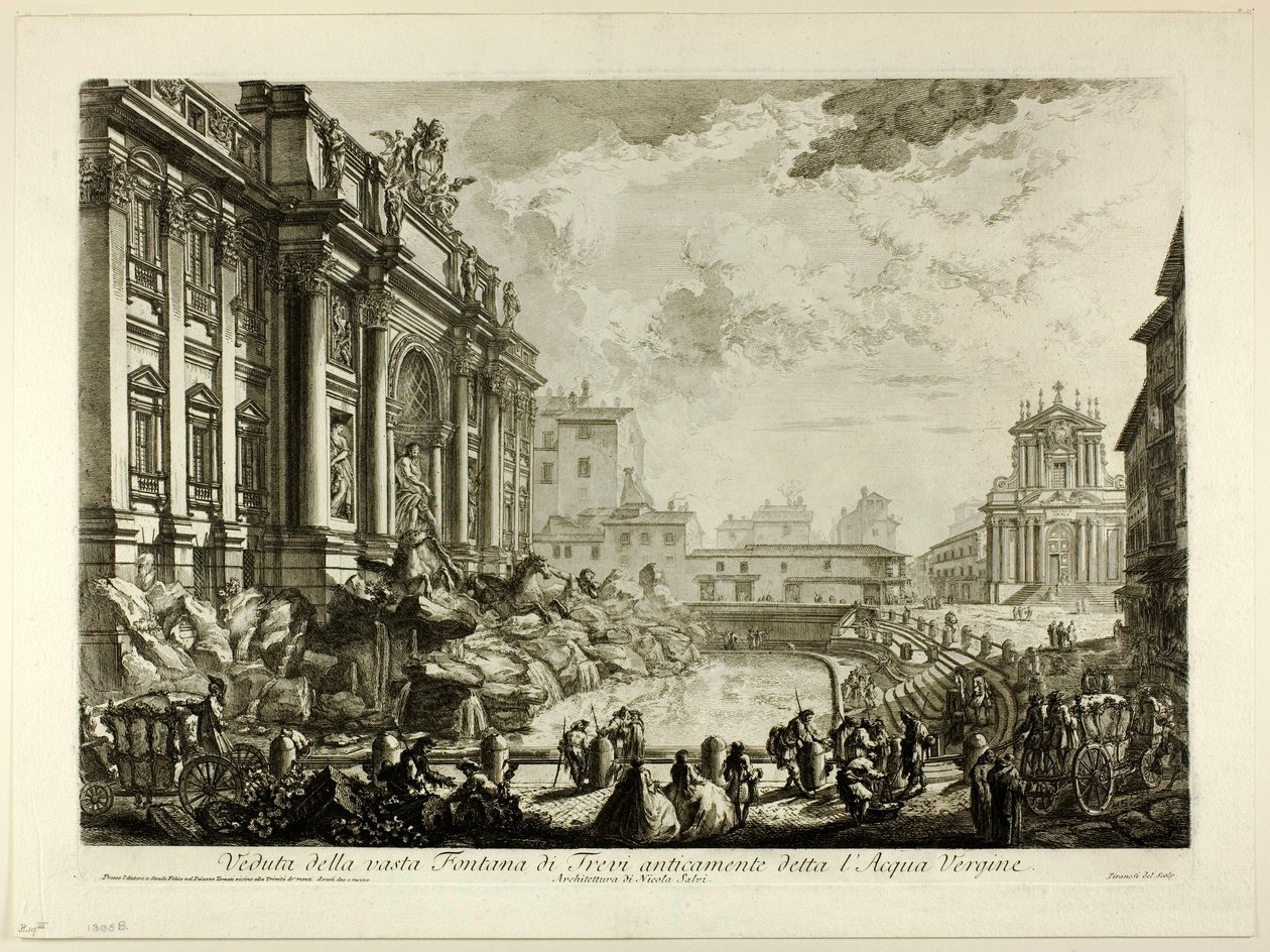 Vista da grande Fonte de Trevi anteriormente chamada Acqua Vergine, de Vistas de Roma de Giovanni Battista Piranesi