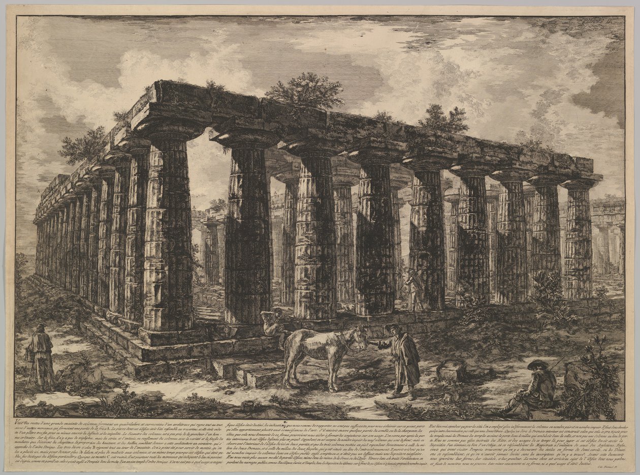 Vista mostrando os restos de um grande recinto de colunas ..., de Différentes vues de ..., ca. 1748 de Giovanni Battista Piranesi
