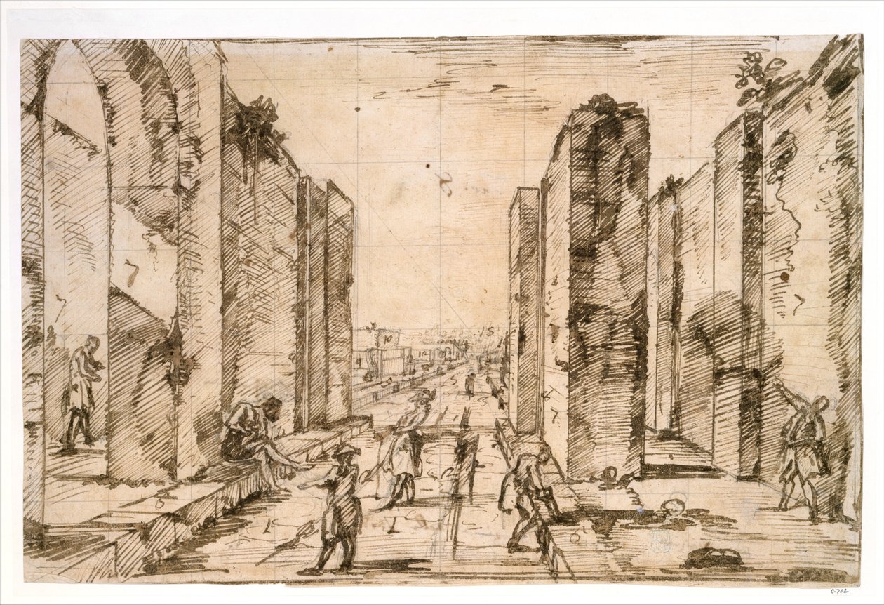 Vista através da Porta de Herculano, Pompeia de Giovanni Battista Piranesi