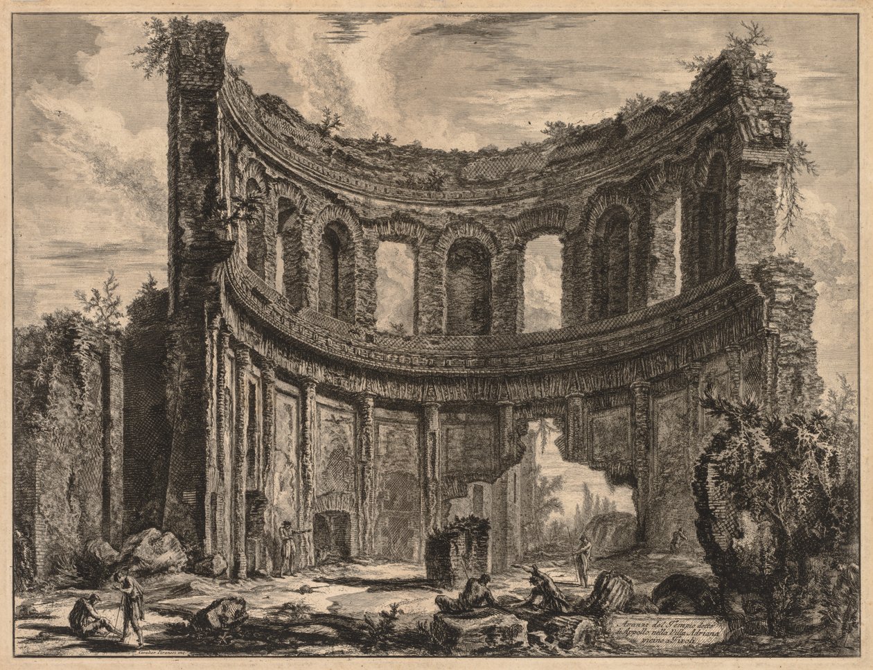 Vistas de Roma: Restos do Templo de Apolo perto da vila de Adriano, 1768. de Giovanni Battista Piranesi