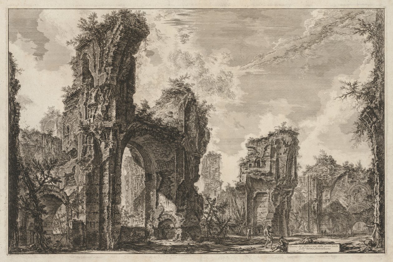 Vistas de Roma: Ruínas de Sisto ou ambos do grande salão dos Banhos Antoninos de Giovanni Battista Piranesi