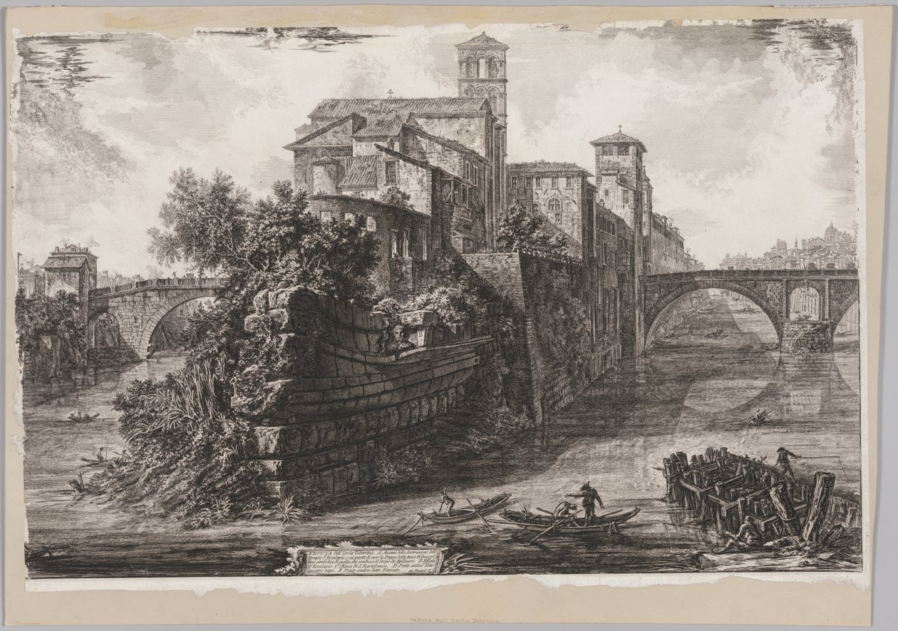 Vistas de Roma: A Isola Tiberina, 1775. de Giovanni Battista Piranesi