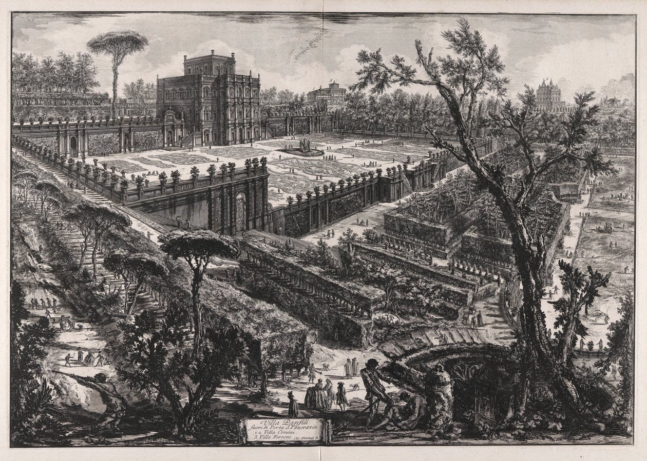 Villa Panfili fora da Porta S. Pancrazio (Villa Pamphilj fora da Porta San Pancrazio), de Views of Rome de Giovanni Battista Piranesi