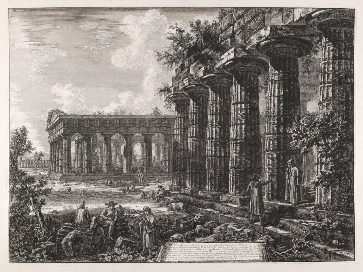 Uma vista de algumas das colunas do lado oposto ao painel anterior de Giovanni Battista Piranesi