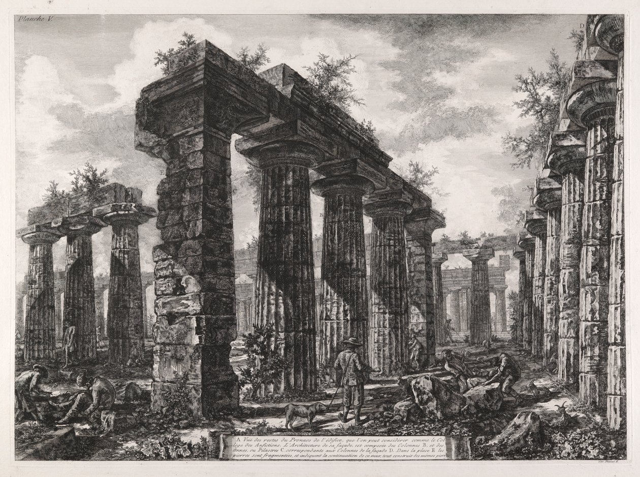 Vista dos restos do Pronaos do de Giovanni Battista Piranesi
