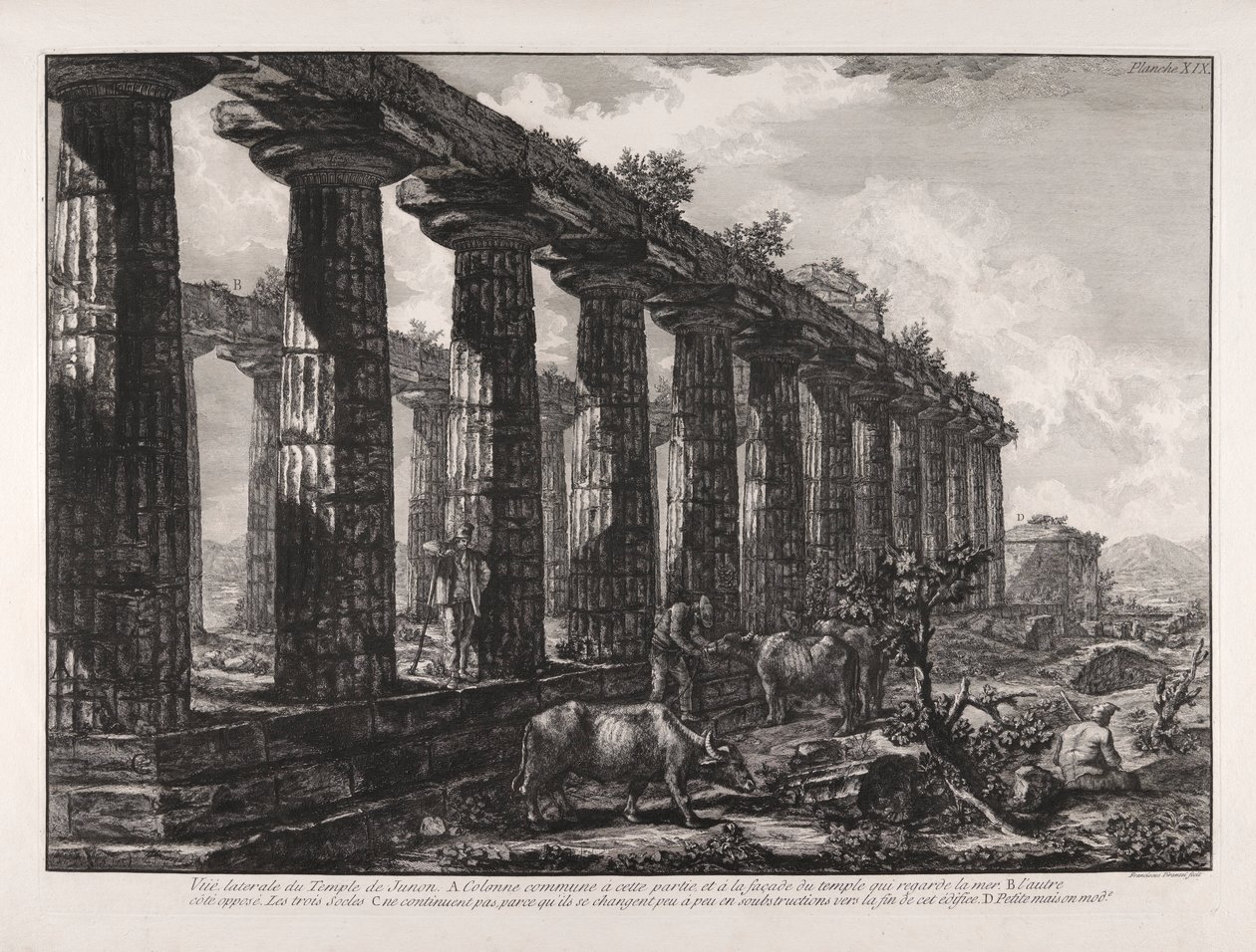Vista lateral do Templo de Juno de Giovanni Battista Piranesi