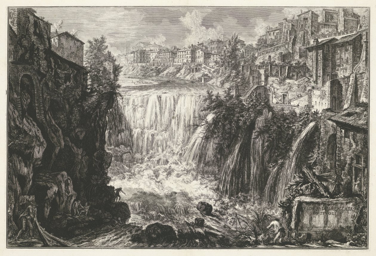 Waterval em Tivoli
Vista da Cascata do Tivoli (título sobre o objecto)
Gezichten op Rome (título da série)
Vistas de Roma desenhadas e gravadas pelo arquitecto Giambattista Piranesi Ve(nez)iano (título da série) de Giovanni Battista Piranesi