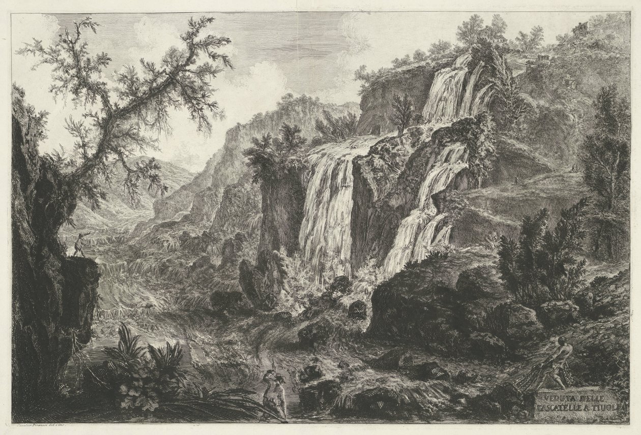 Watervallen te Tivoli Vista da Cascatelle no Tivoli (título no objeto) Gezichten op Rome (título da série) Vistas de Roma projetadas e gravadas pelo arquiteto Giambattista Piranesi Ve (nez) iano (título da série) de Giovanni Battista Piranesi