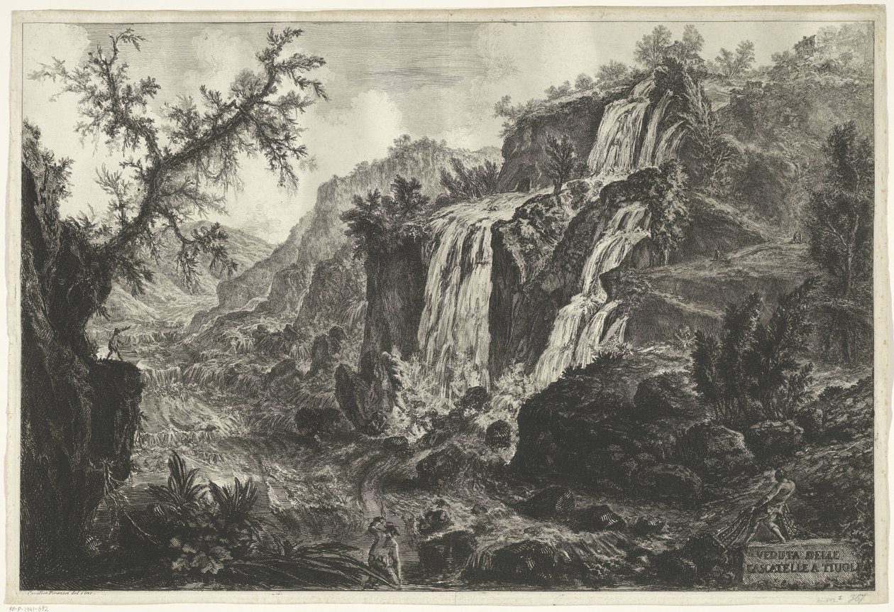 Watervallen te Tivoli Vista da Cascatelle no Tivoli (título no objeto) Gezichten op Rome (título da série) Vistas de Roma projetadas e gravadas pelo arquiteto Giambattista Piranesi Ve (nez) iano (título da série) de Giovanni Battista Piranesi