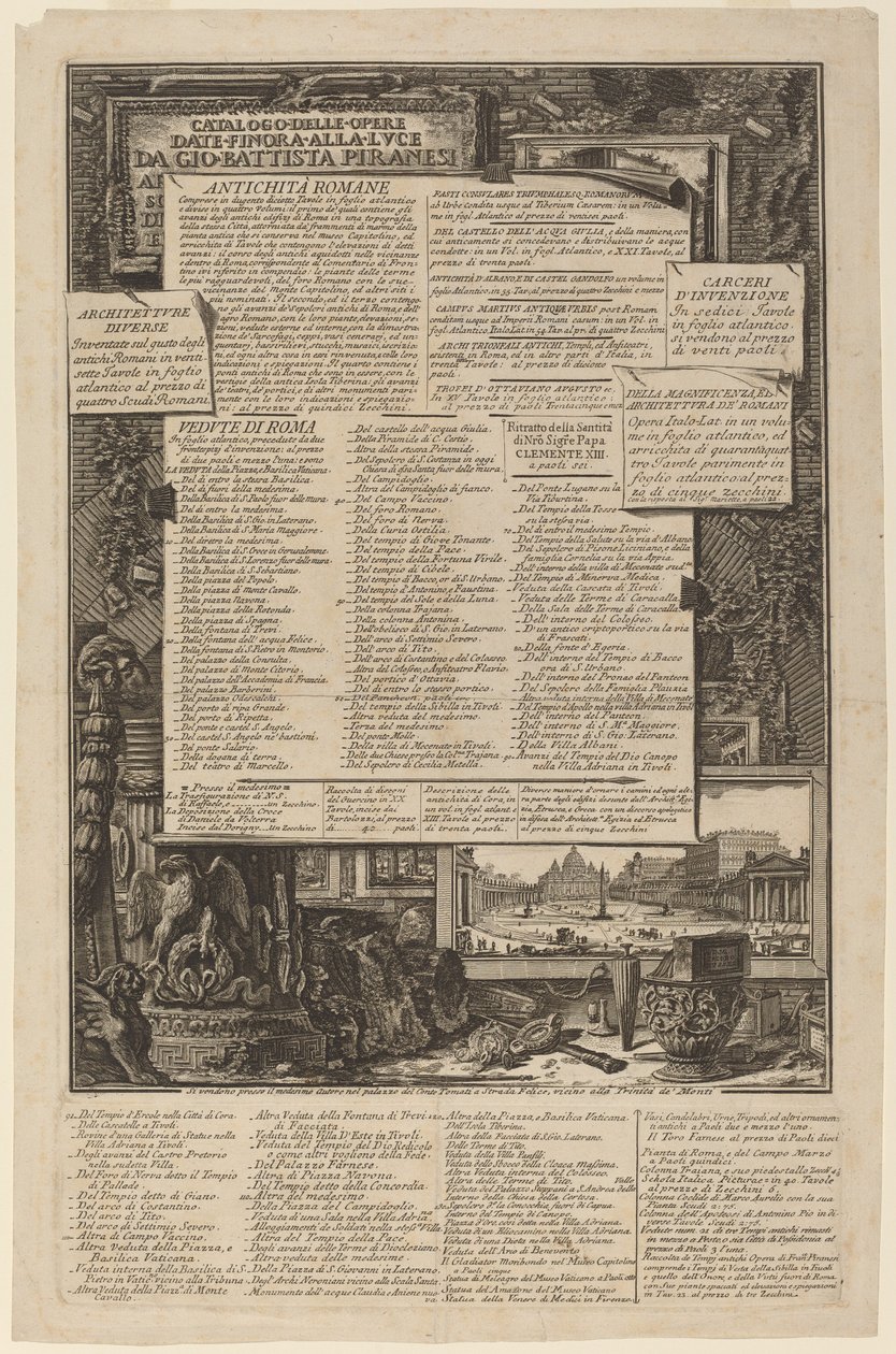 Catálogo das obras entregues até agora a Lvce por Gio Battista Piranesi de Giovanni Battista Piranesi and Francesco Piranesi