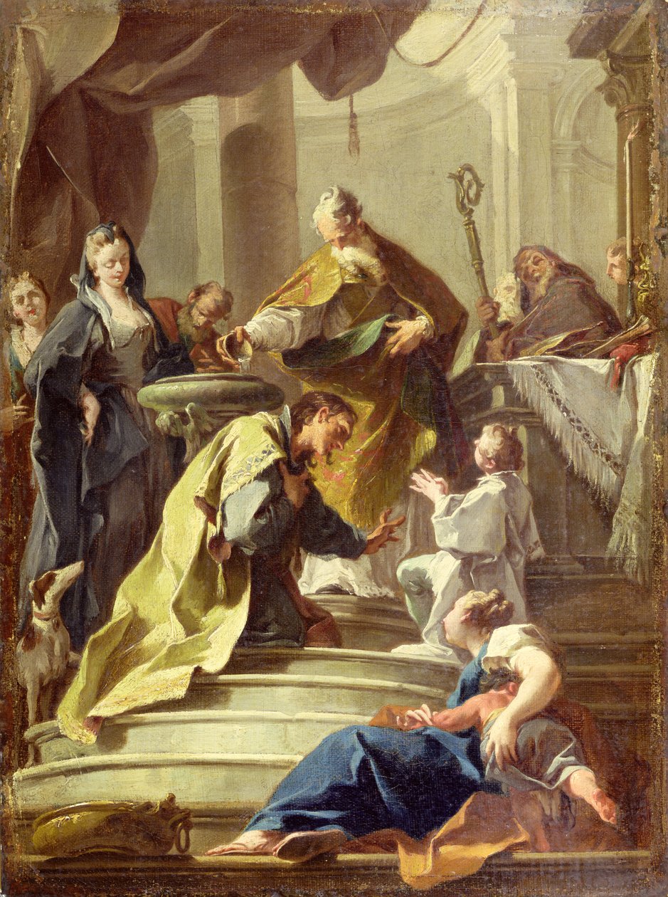 S. Prosdocimo a batizar S. Daniel (óleo sobre tela) de Giovanni Battista Pittoni