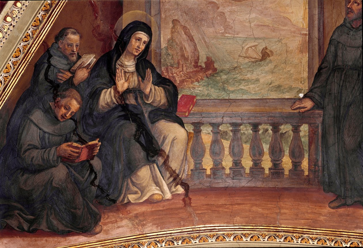 História da vida de Santa Monique, mãe de Santo Agostinho de Hipona. Fresco por Giovan Battista Ricci (1537-1627) Roma, Igreja de Sant